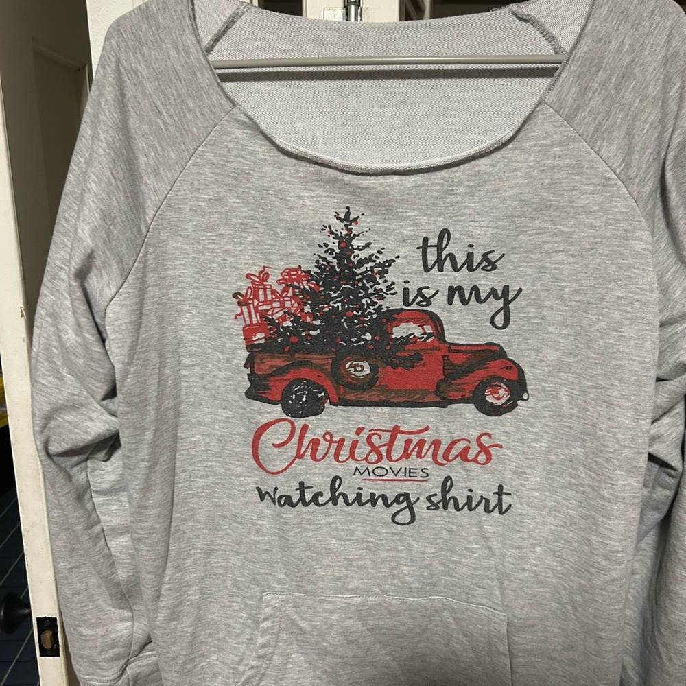 Gray Christmas Graphic Sweatshirt